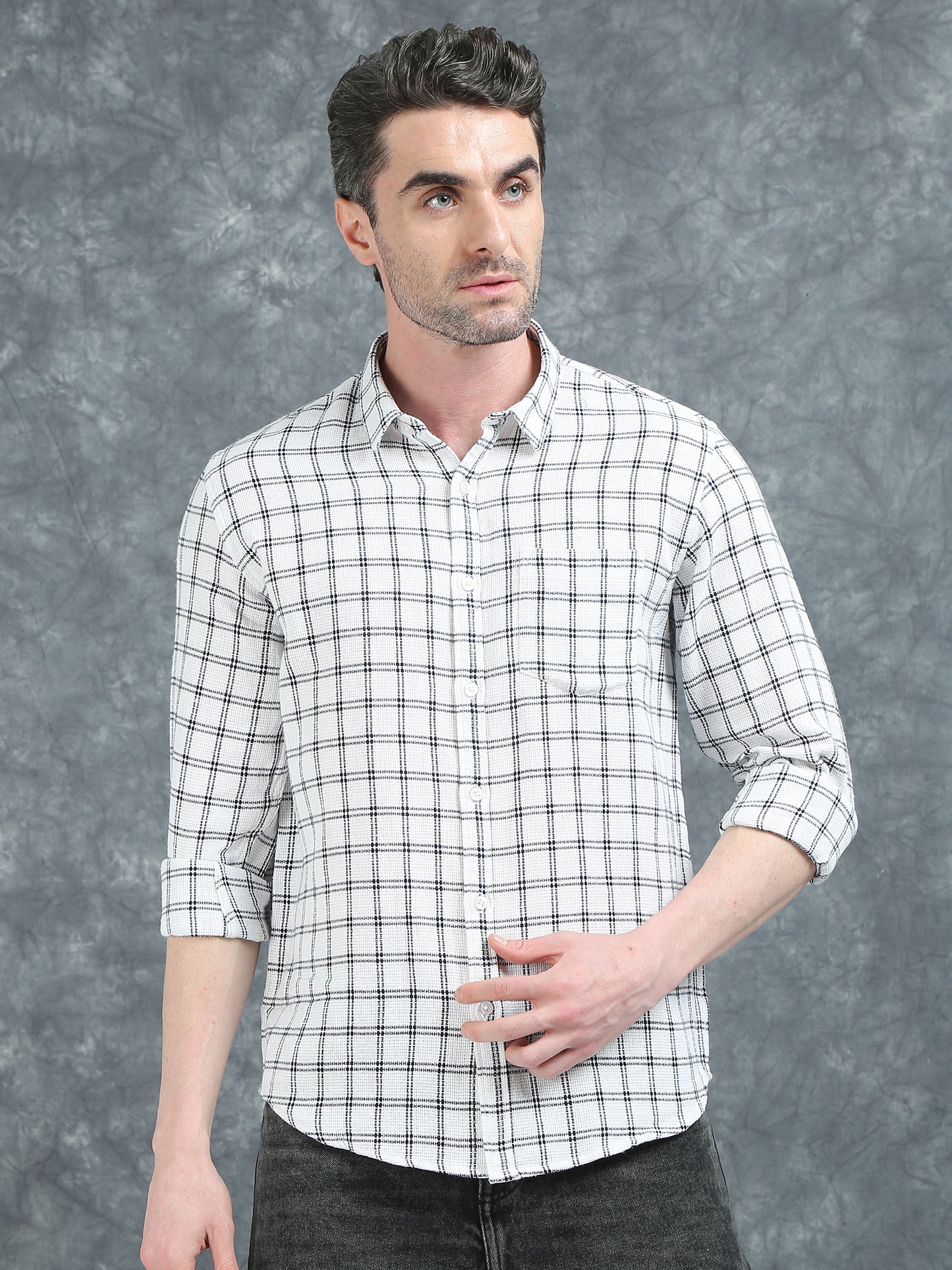 White with Black Checks Shirt