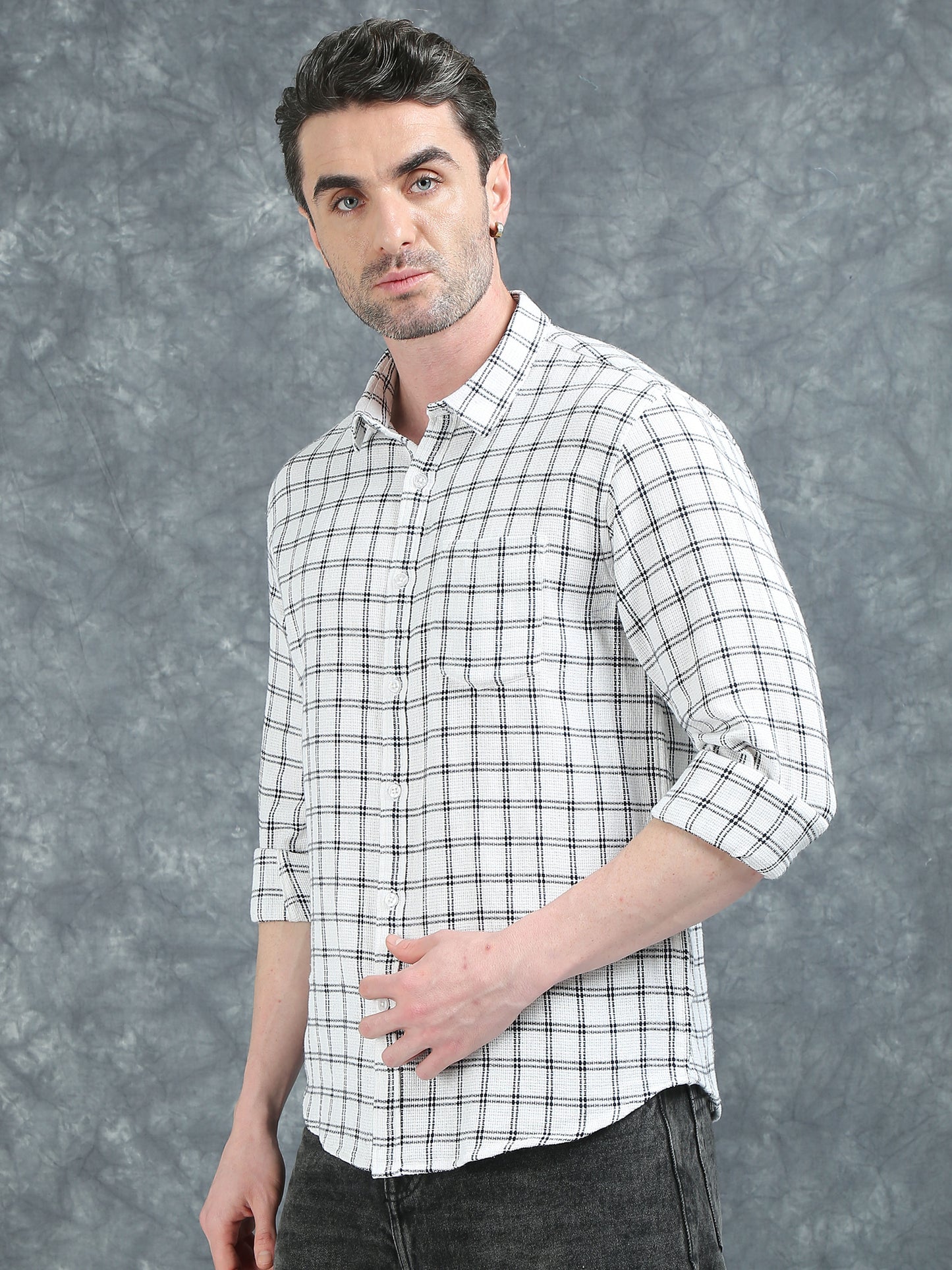 White with Black Checks Shirt