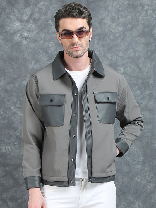 Stone Grey Double Pocket Imported Shackets