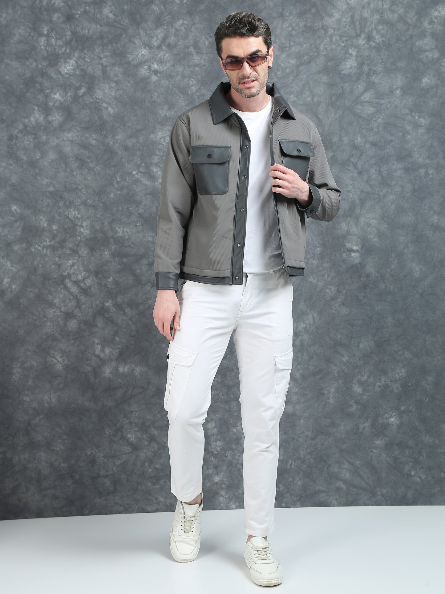 Stone Grey Double Pocket Imported Shackets