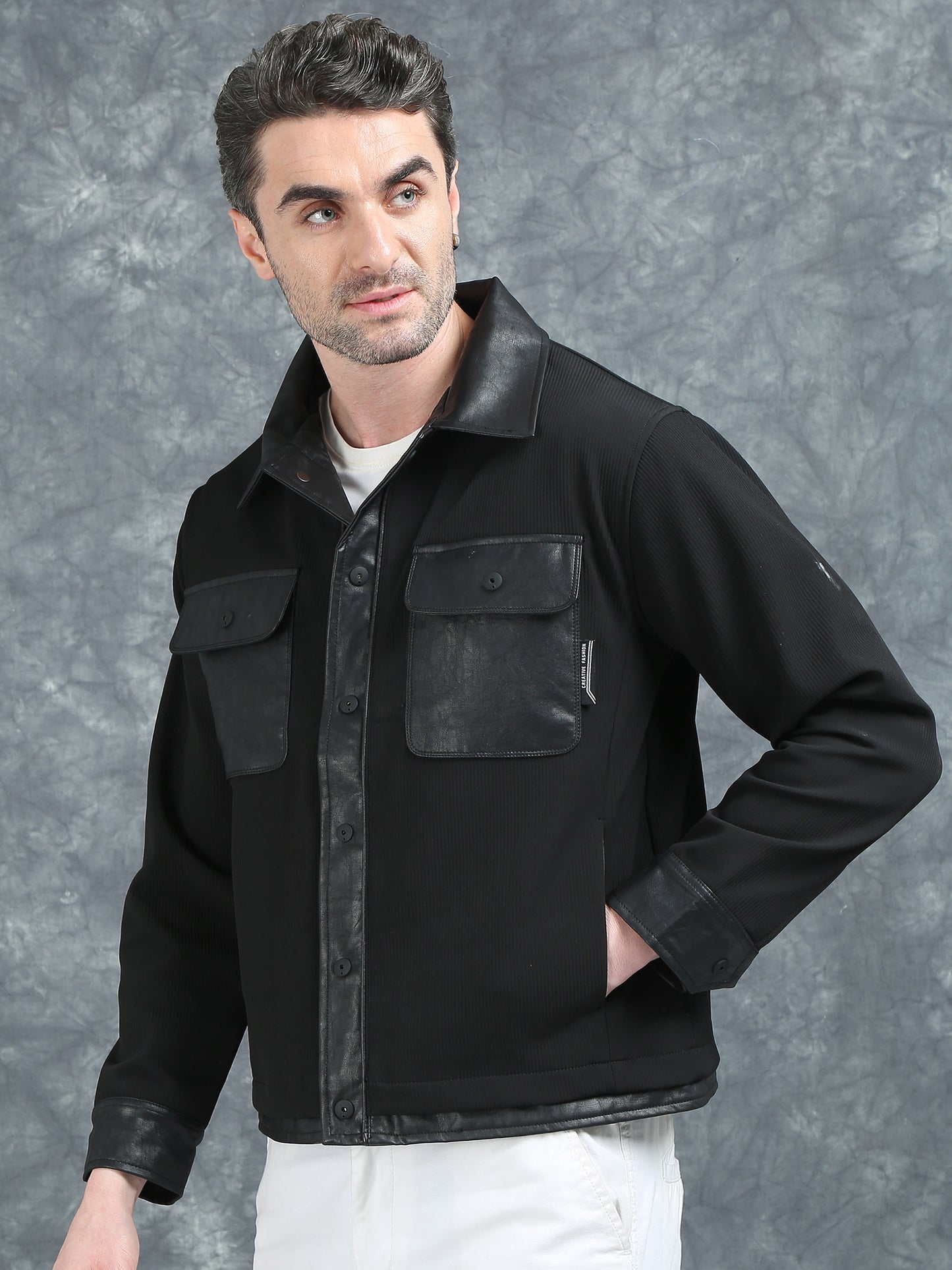 Black Double Pocket Imported Shackets
