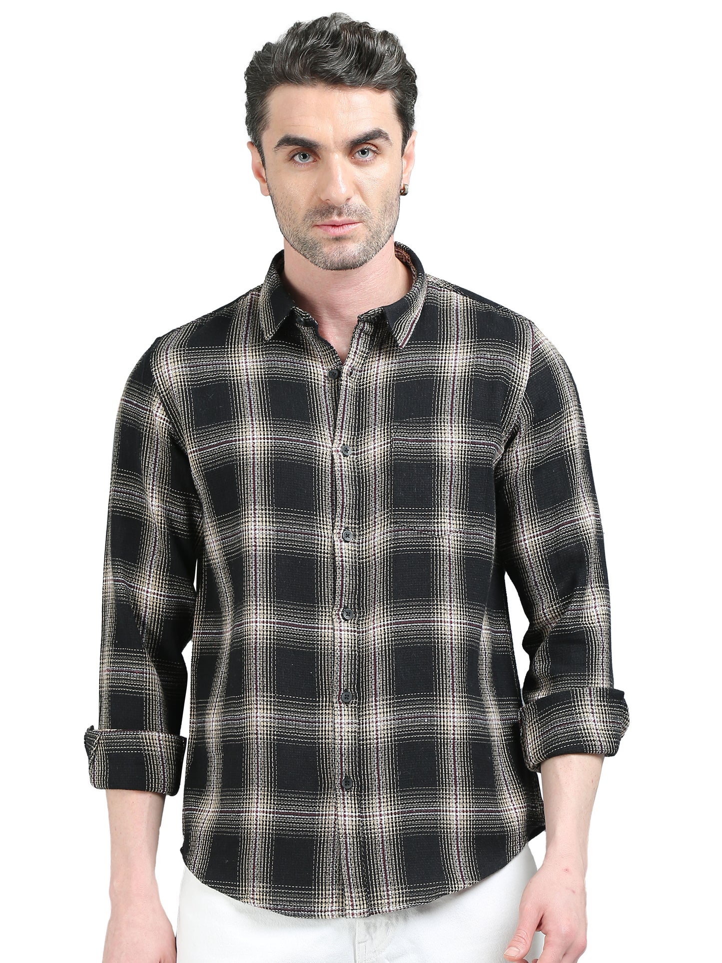 Black and Beige Checks Shirt