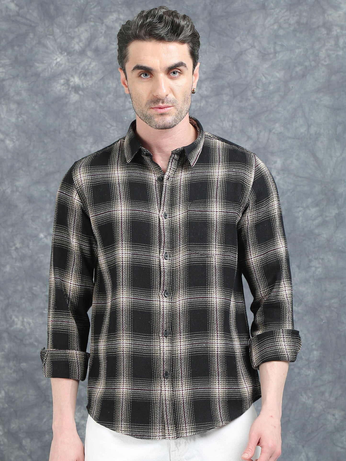 Black and Beige Checks Shirt
