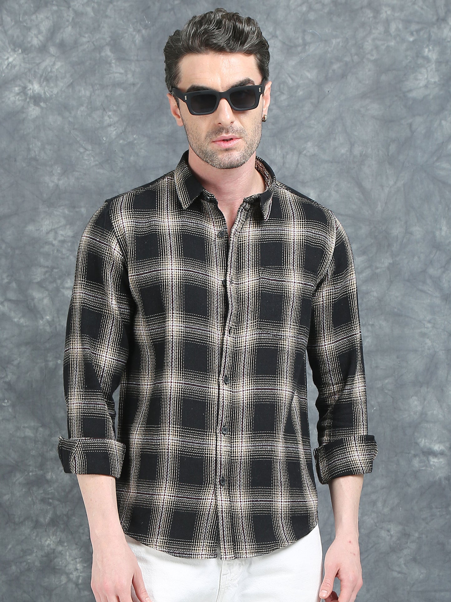Black and Beige Checks Shirt