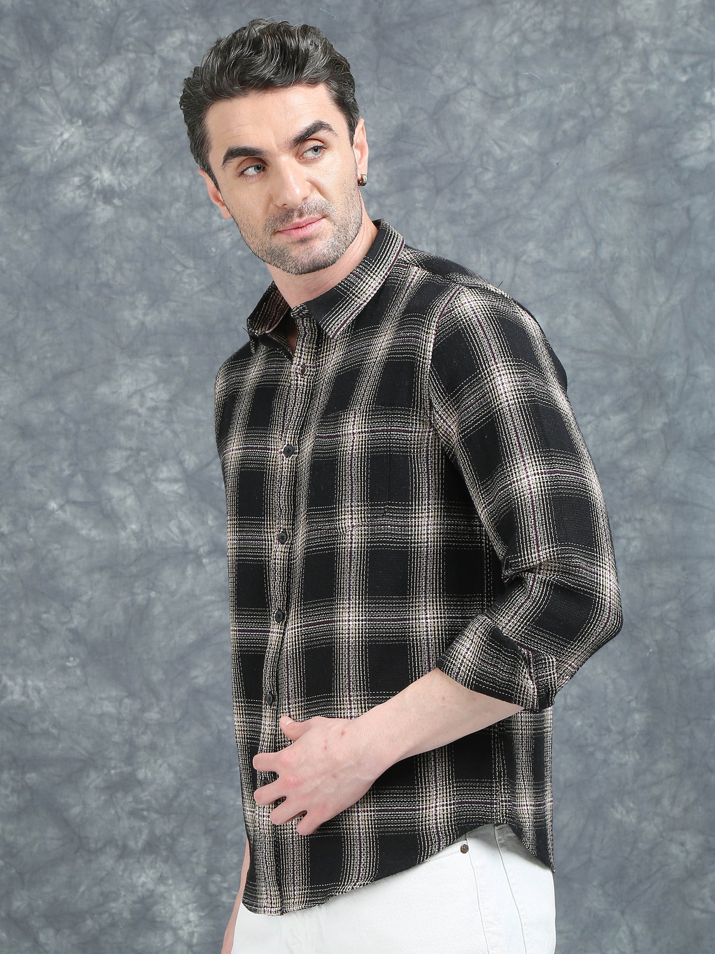 Black and Beige Checks Shirt
