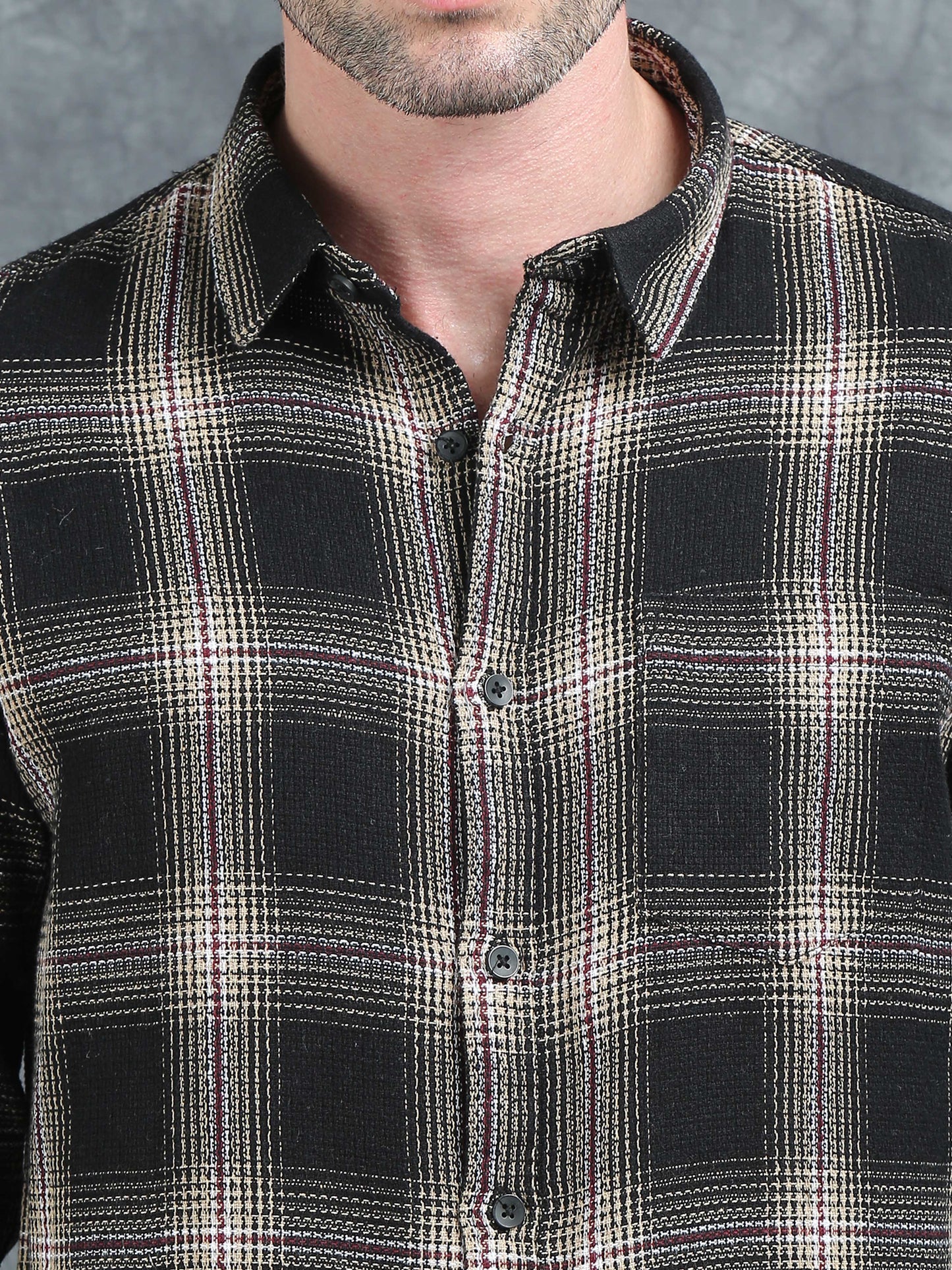 Black and Beige Checks Shirt