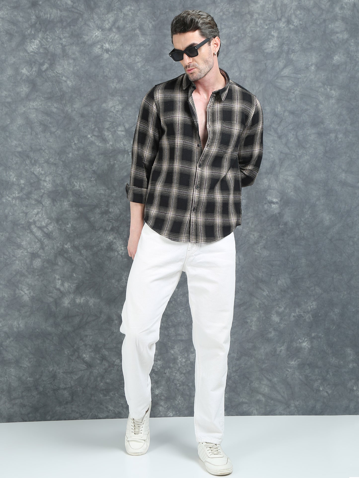 Black and Beige Checks Shirt