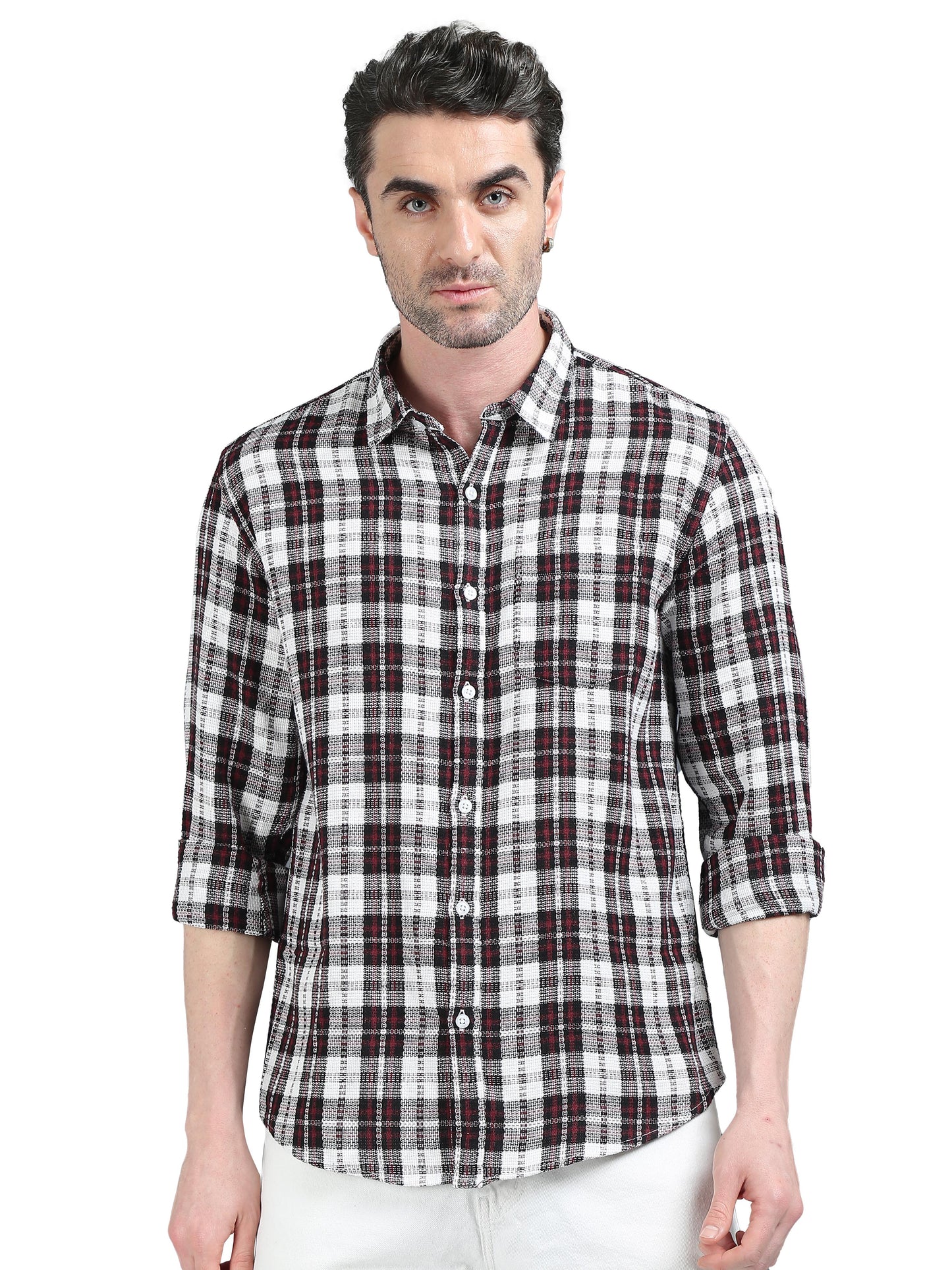 White and Red Checks Shirt