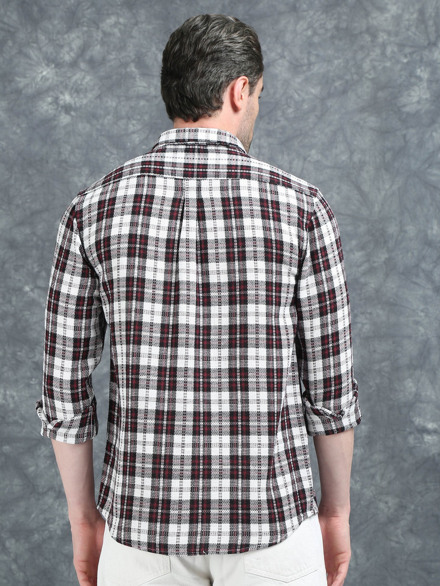 White and Red Checks Shirt