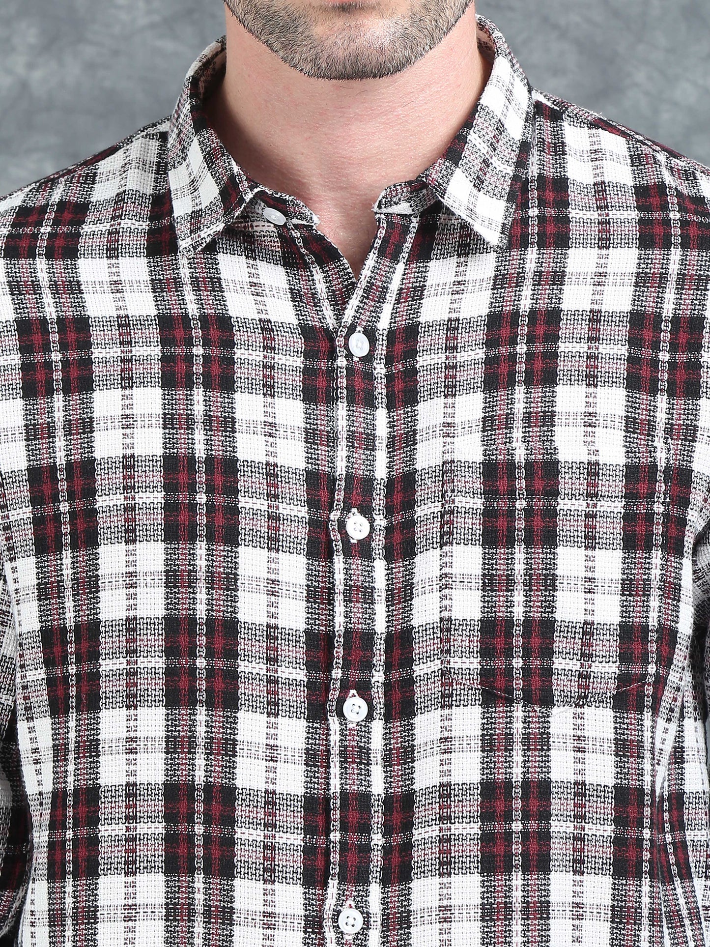 White and Red Checks Shirt