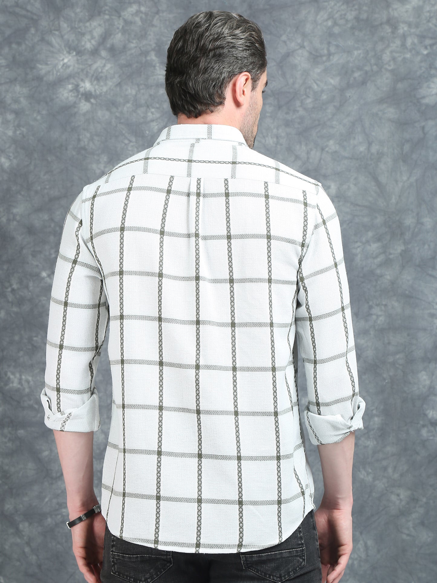 White and Green Checks Shirt