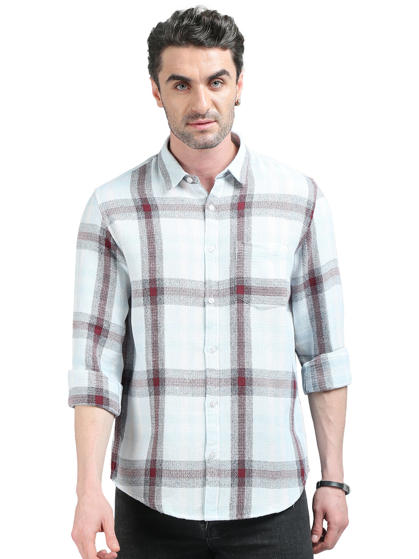 White and Red Checks Shirt