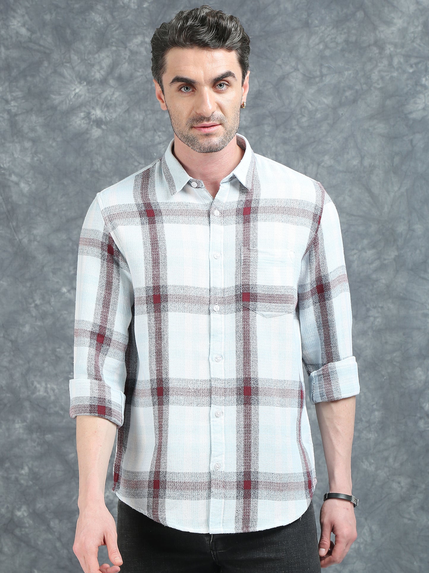 White and Red Checks Shirt