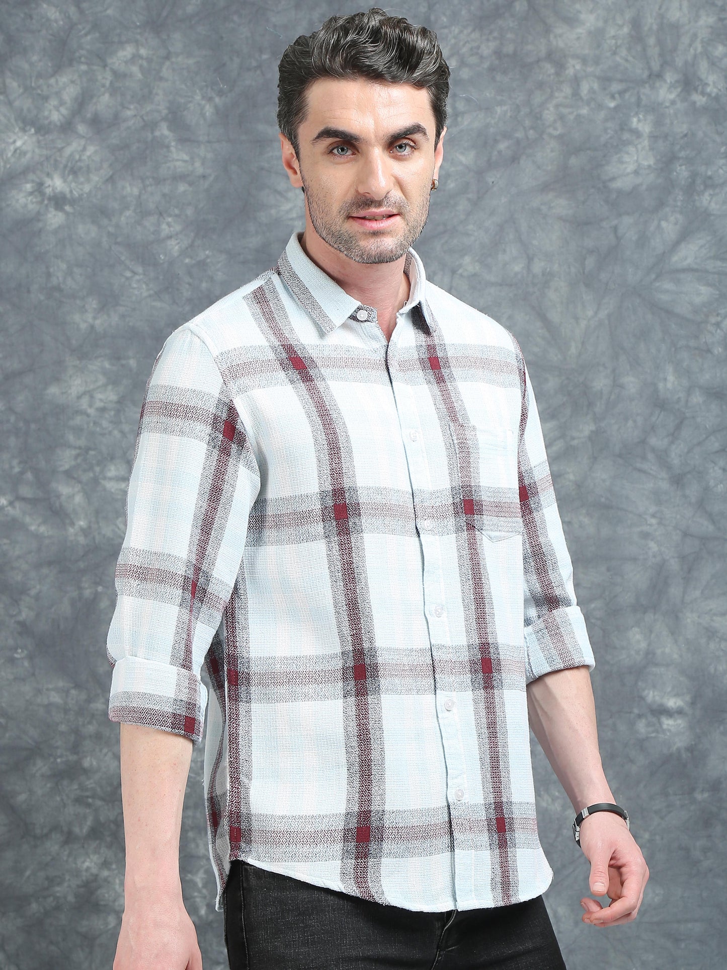 White and Red Checks Shirt