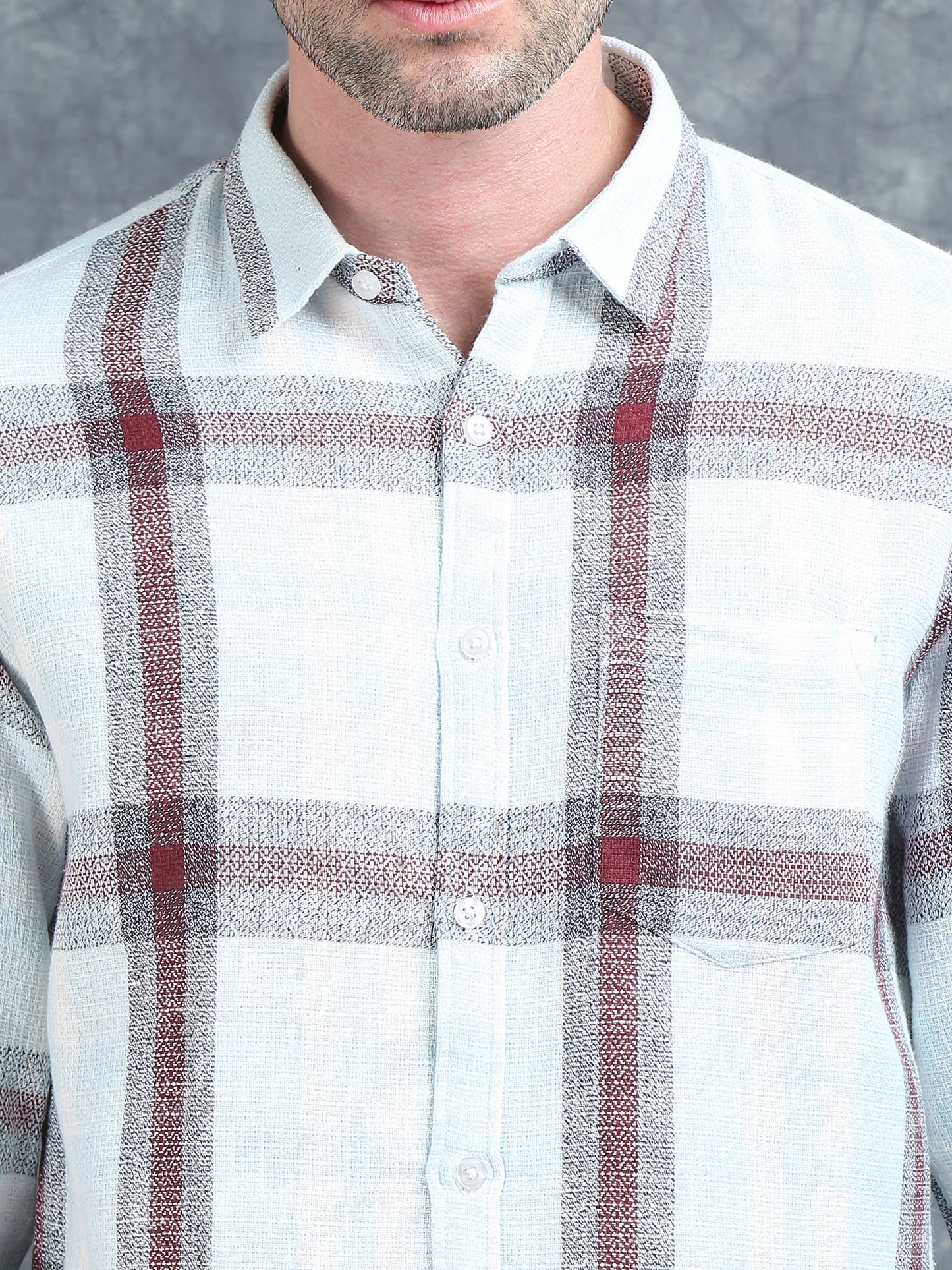 White and Red Checks Shirt
