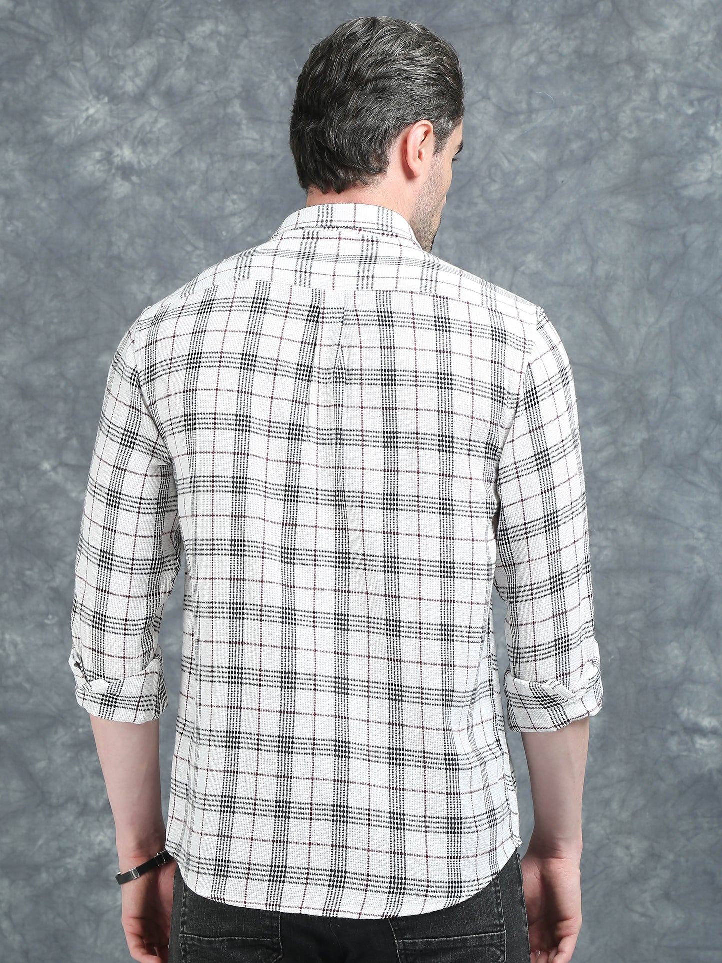 White with Black and Red Checks Shirt