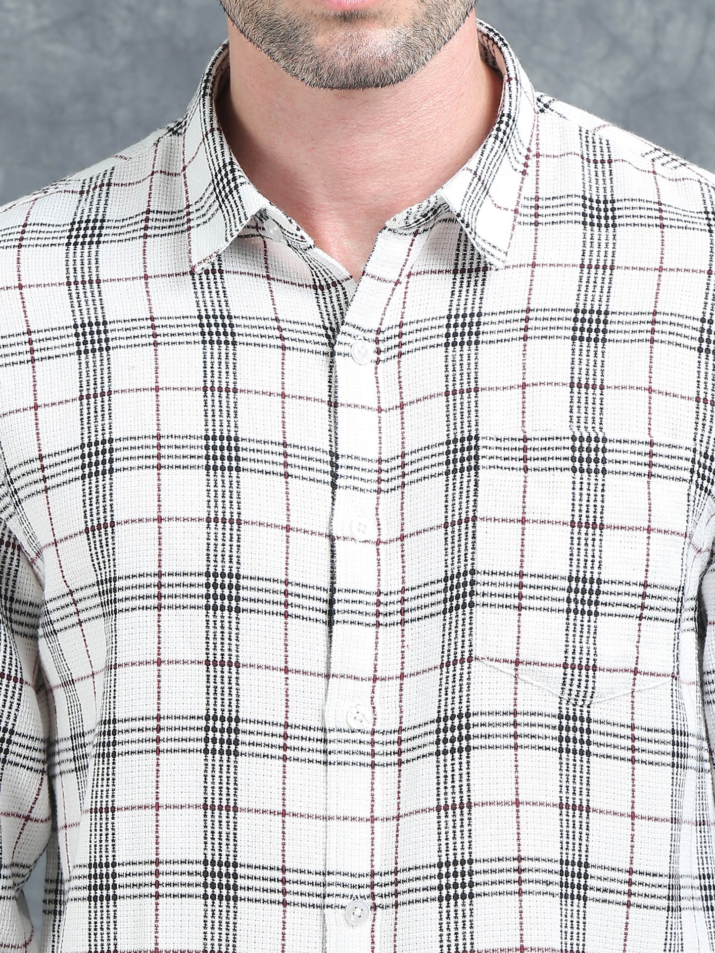 White with Black and Red Checks Shirt