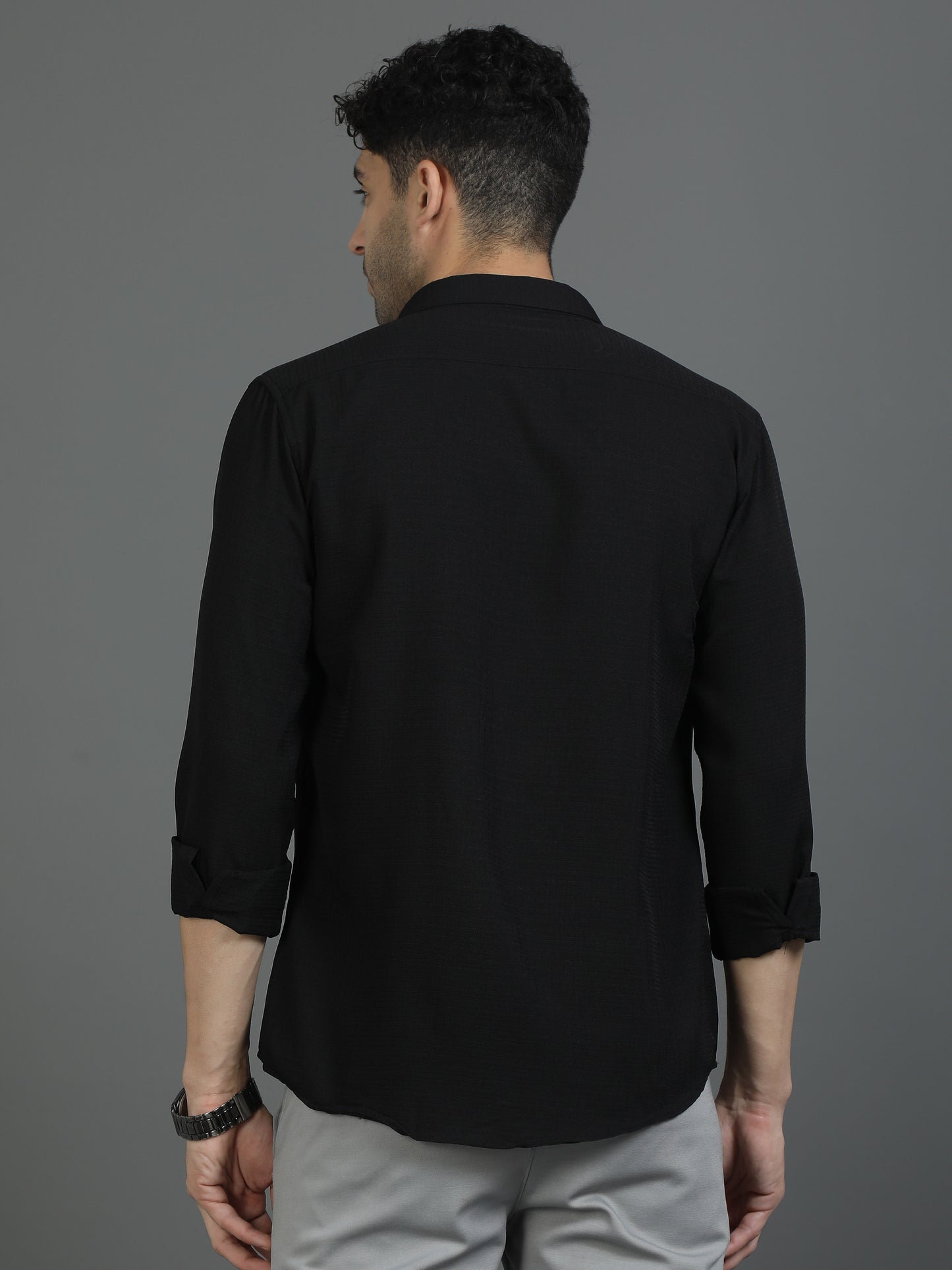 Black Textured Fabric Shirt