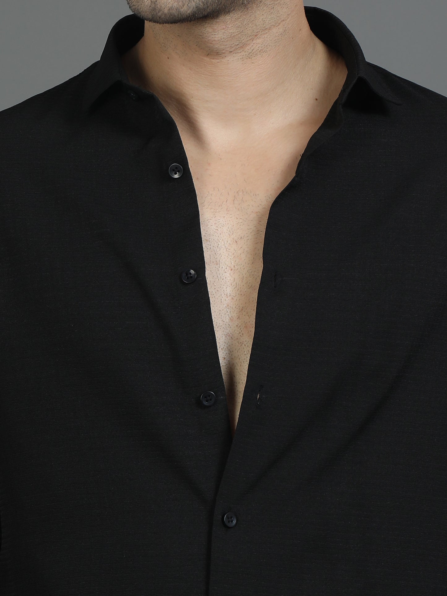 Black Textured Fabric Shirt