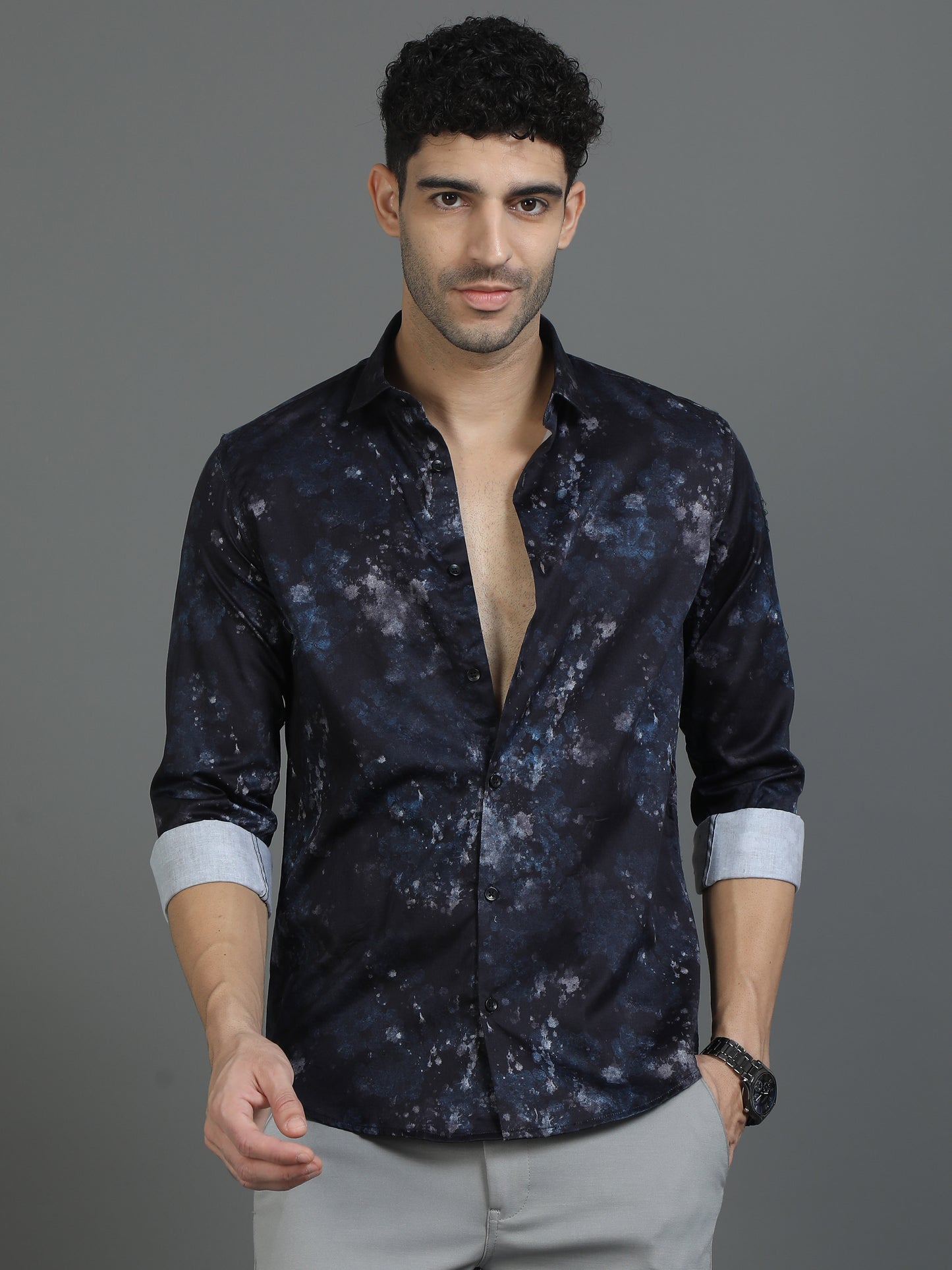 Black Street Style Print Shirt