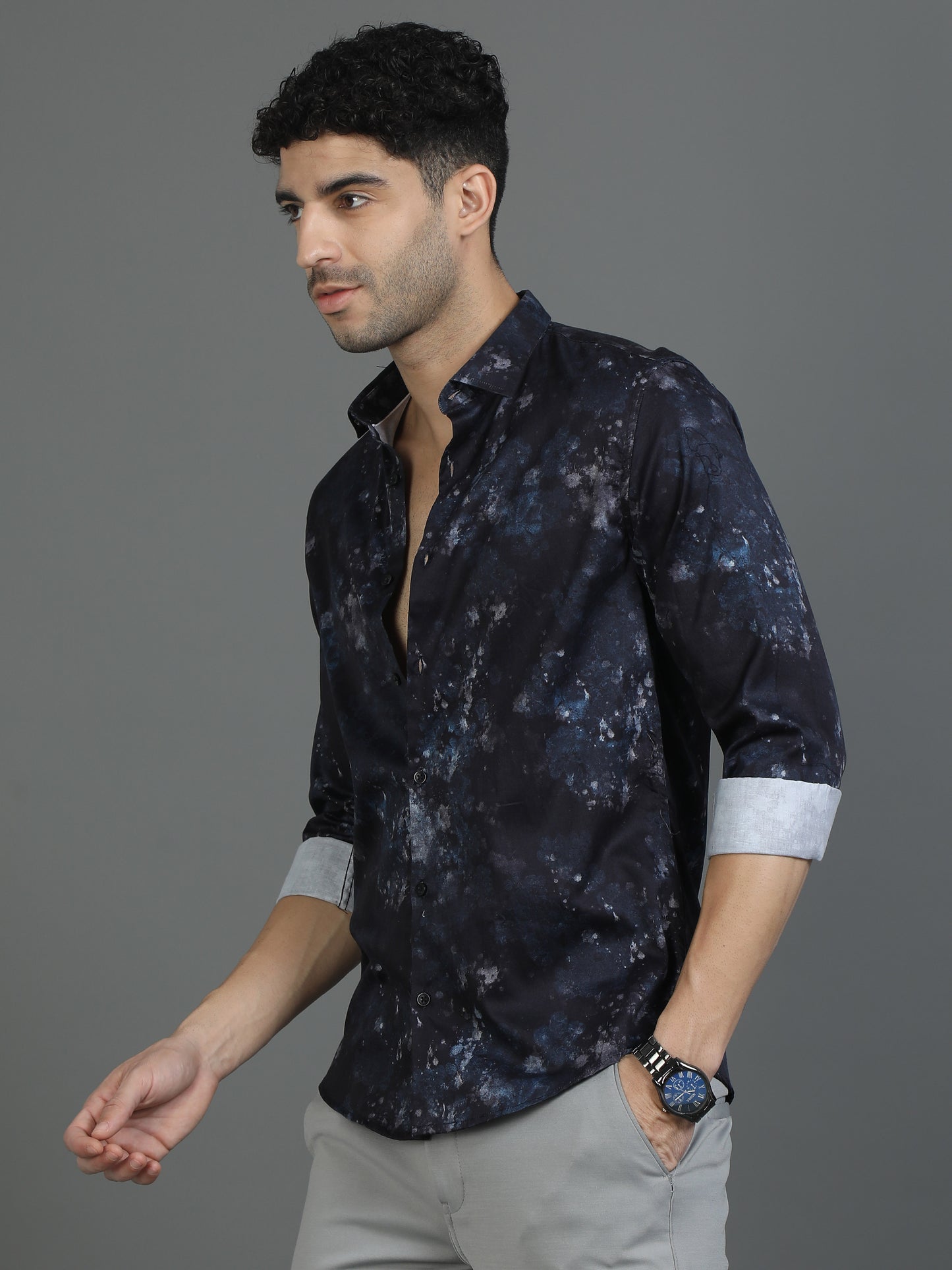 Black Street Style Print Shirt