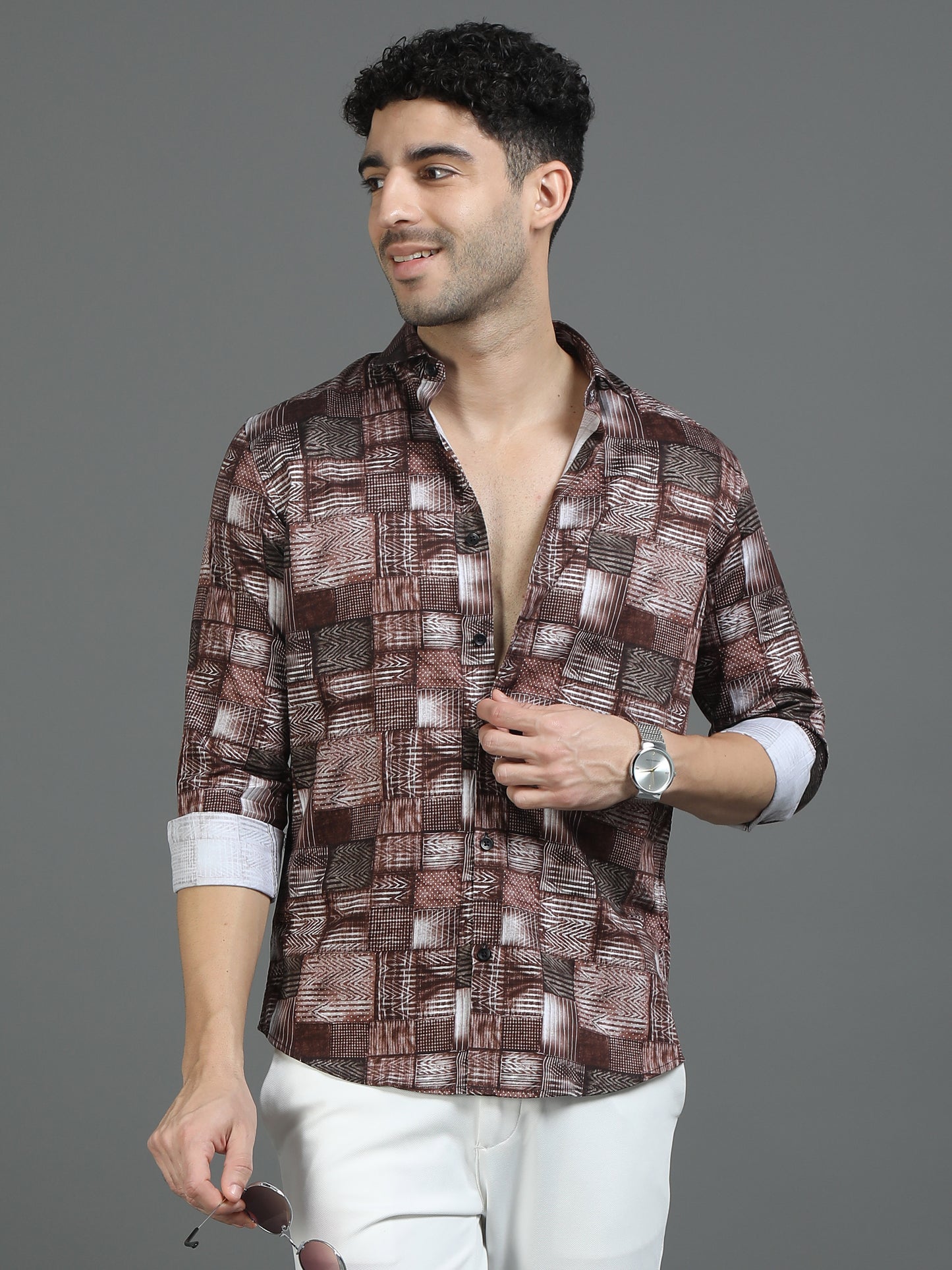 Brown Rock Print Shirt