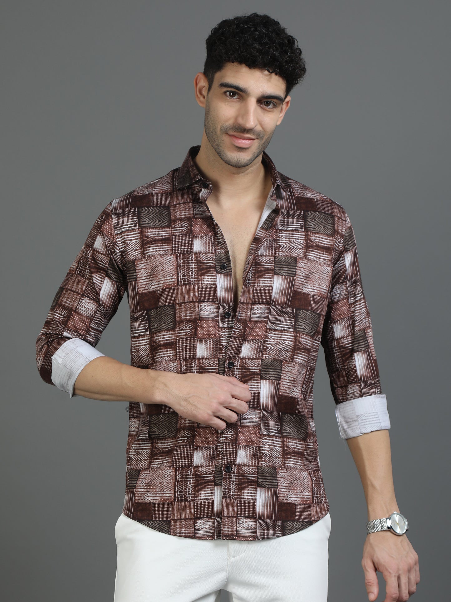 Brown Rock Print Shirt