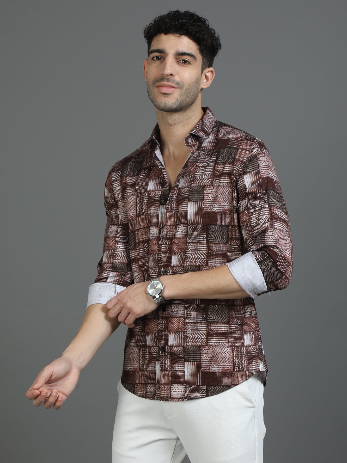 Brown Rock Print Shirt