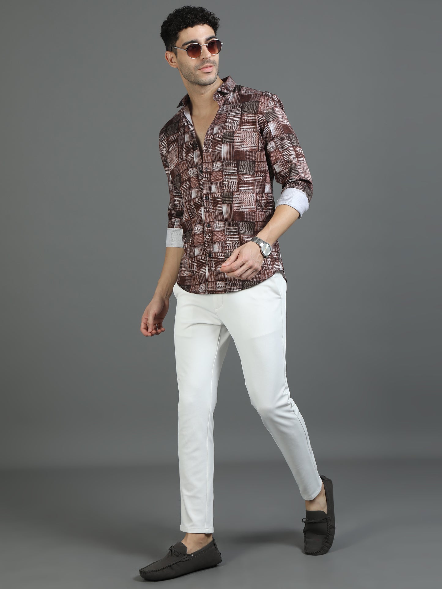 Brown Rock Print Shirt