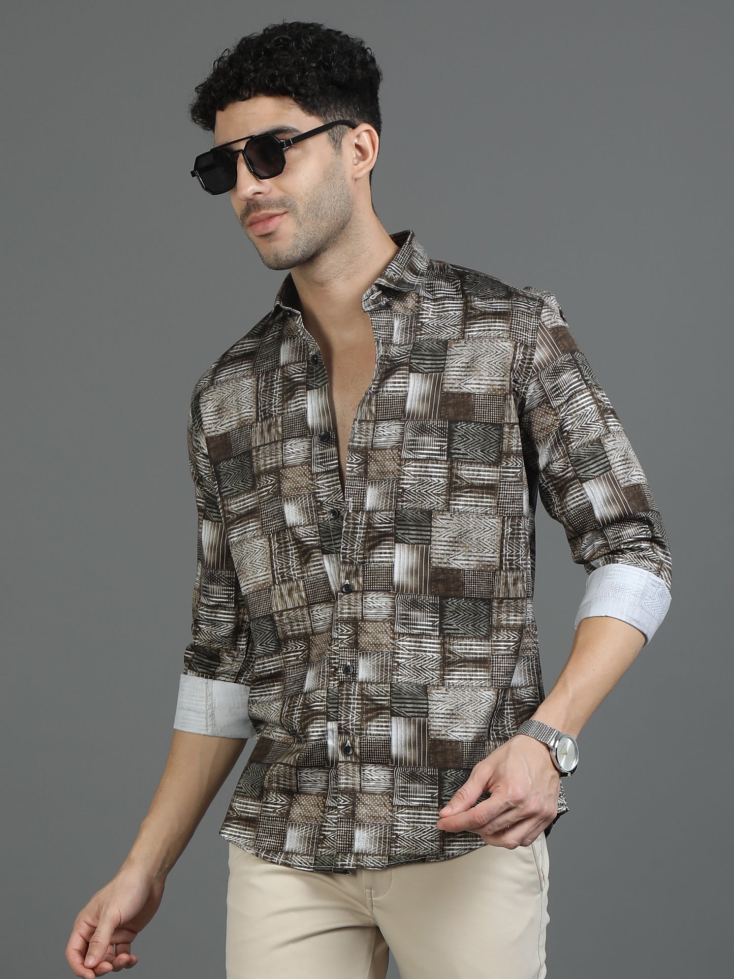 Olive Rock Print Shirt