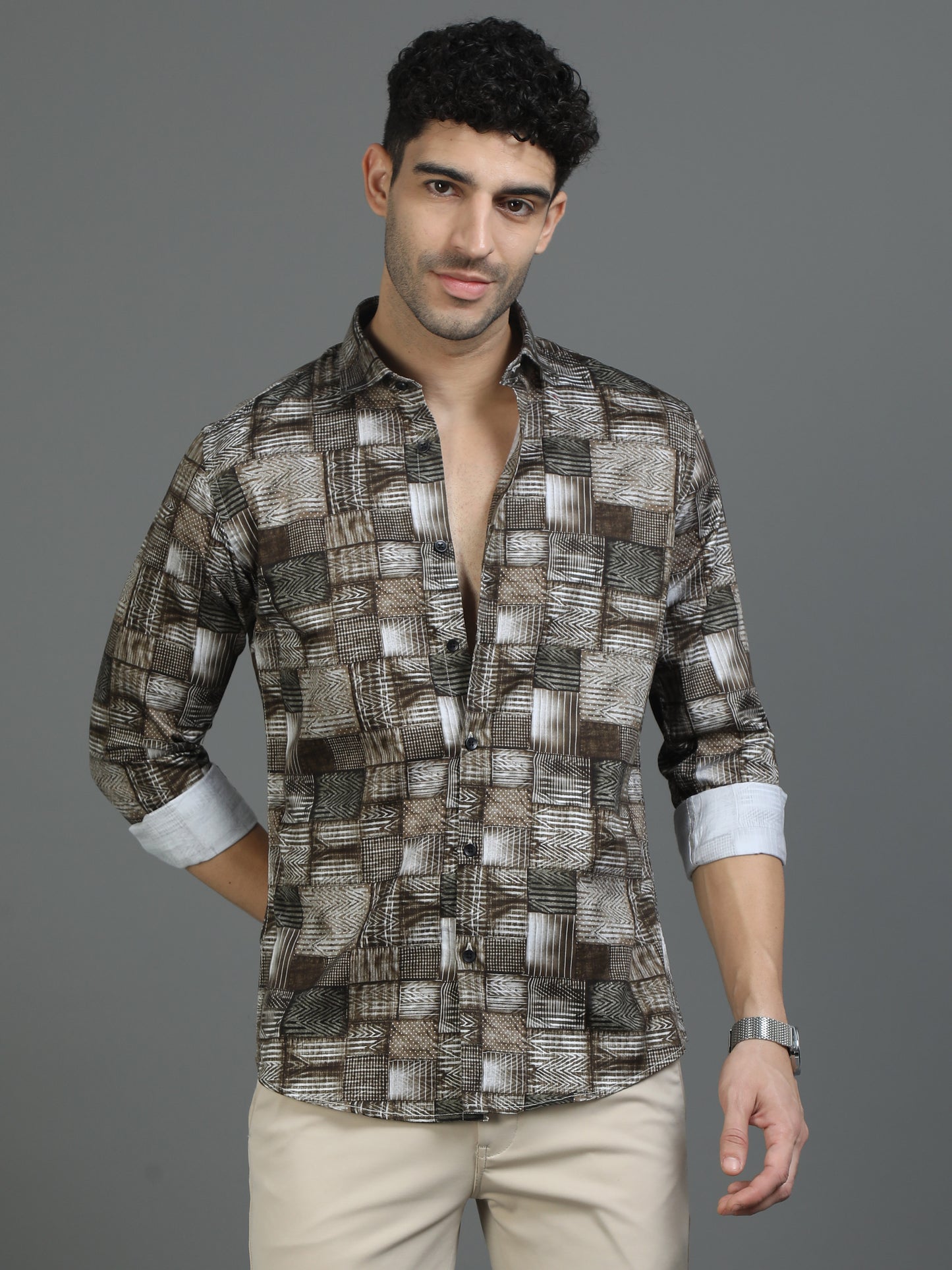 Olive Rock Print Shirt