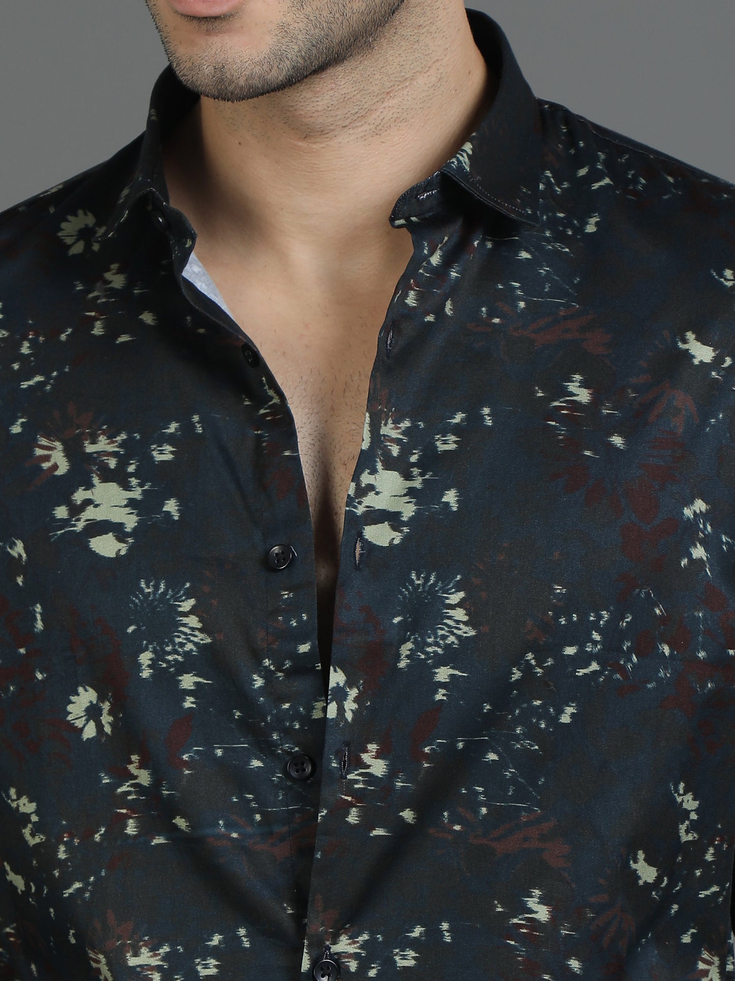 Dark Green Street Style Print Shirt