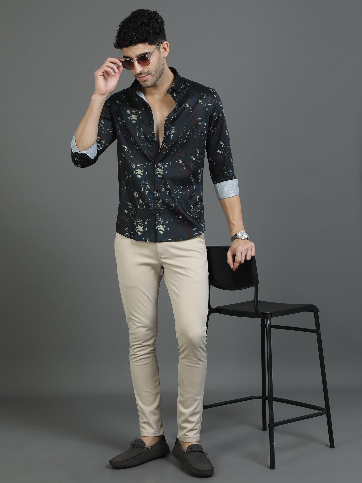 Dark Green Street Style Print Shirt