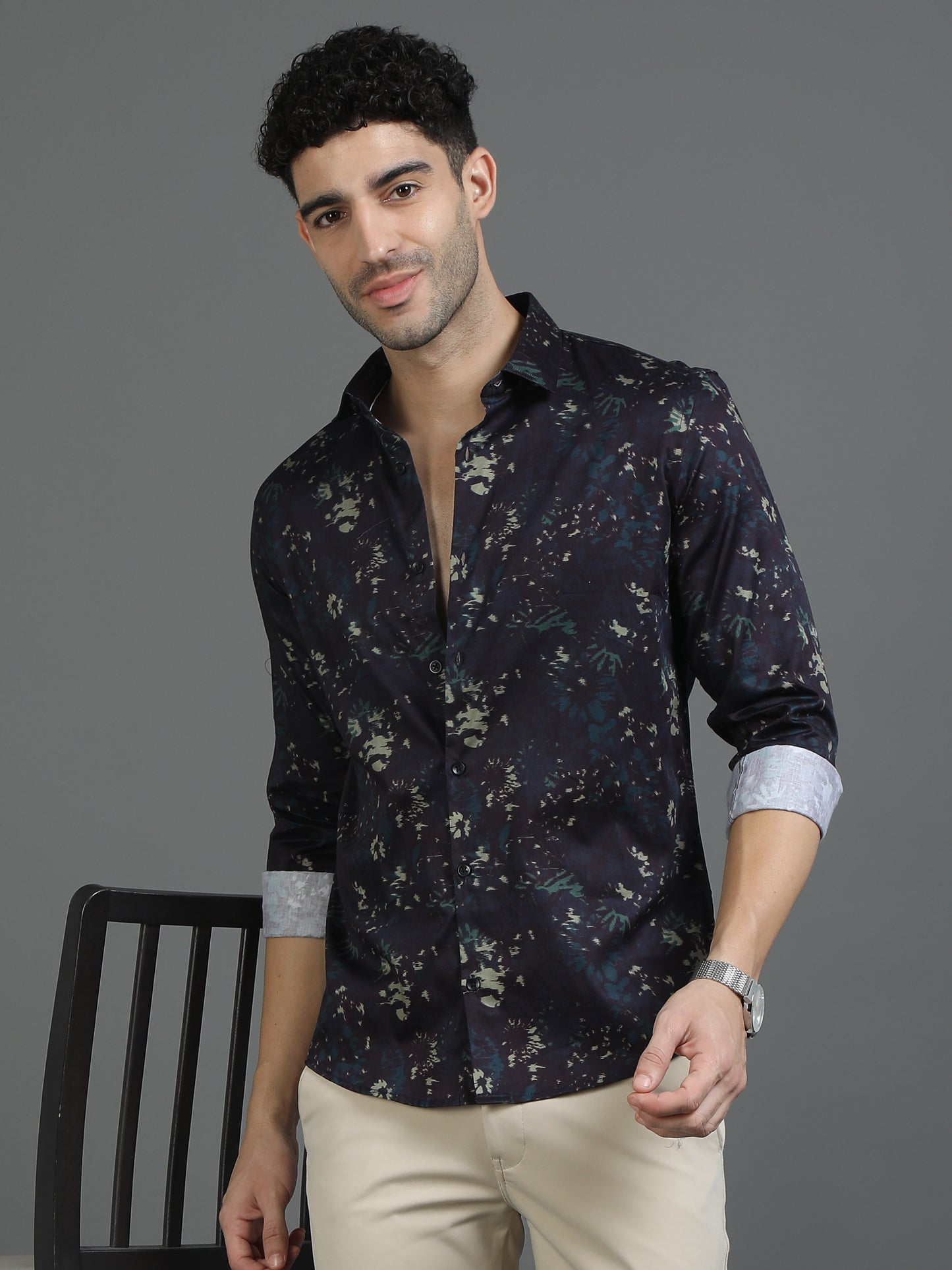 Black Color Clash Shirt