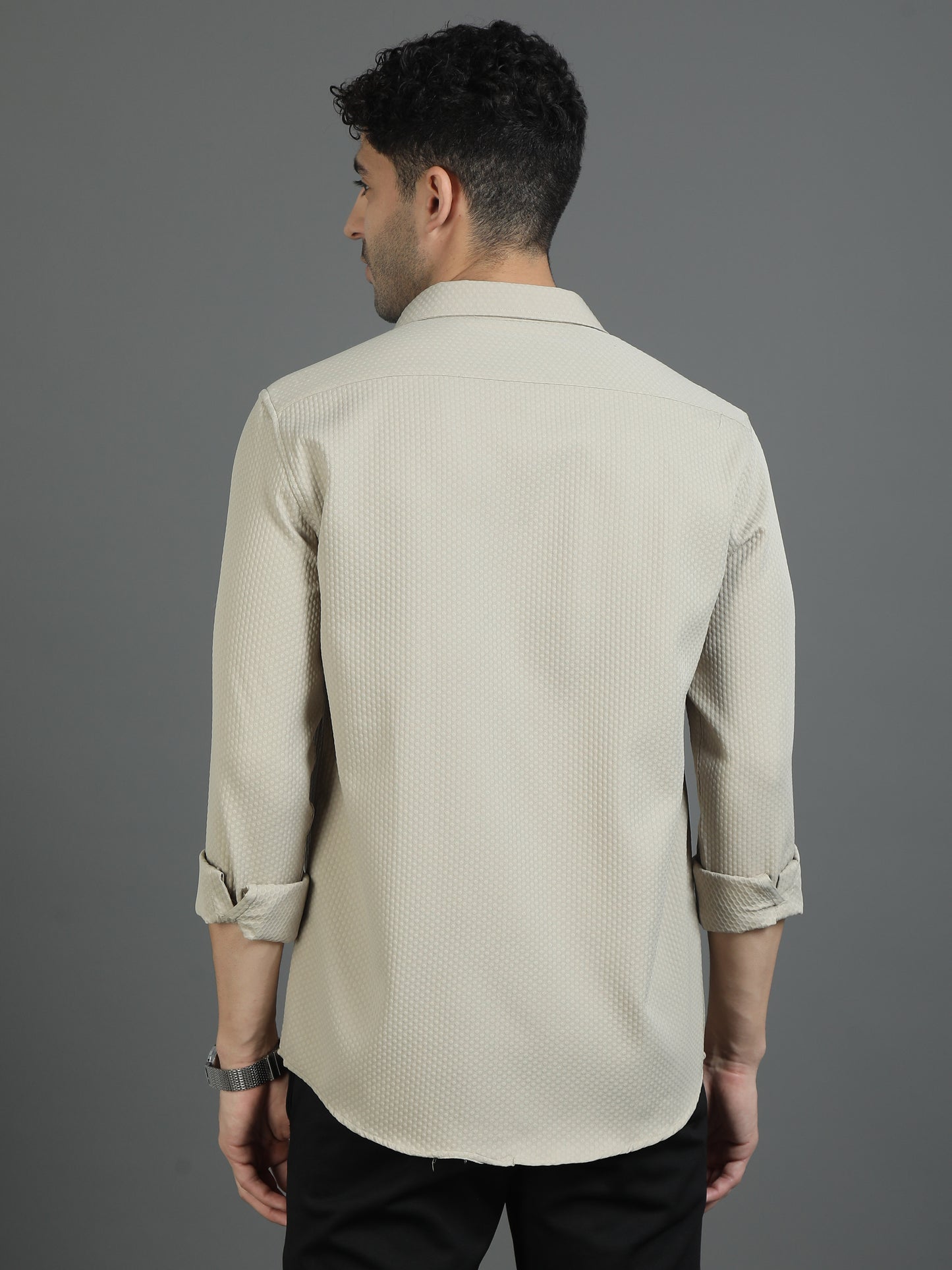 Khaki Textered Fabric Shirt