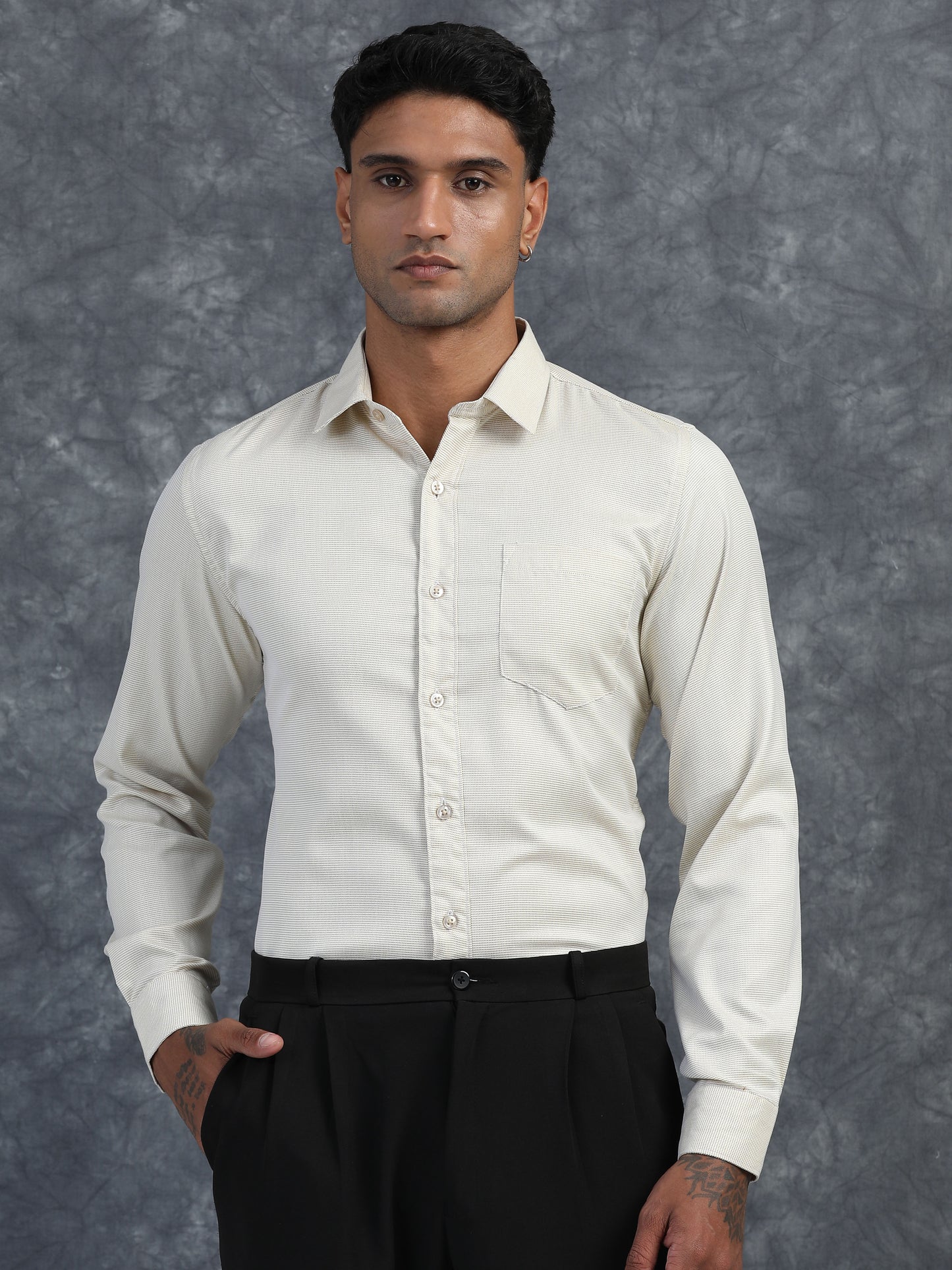 Cream Giza Formal shirt
