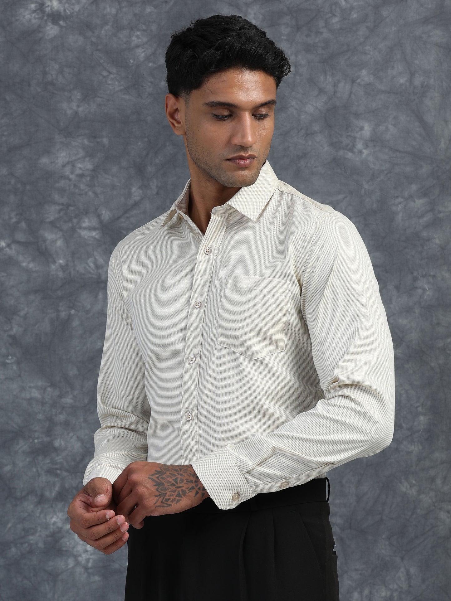 Cream Giza Formal shirt