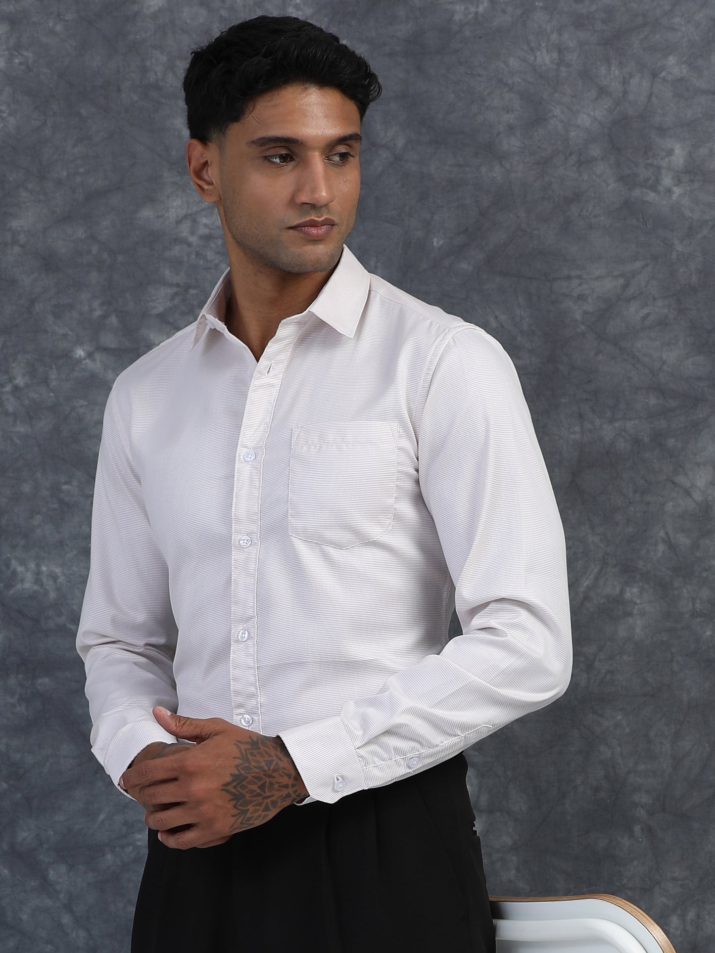 Pearl White Giza Formal shirt