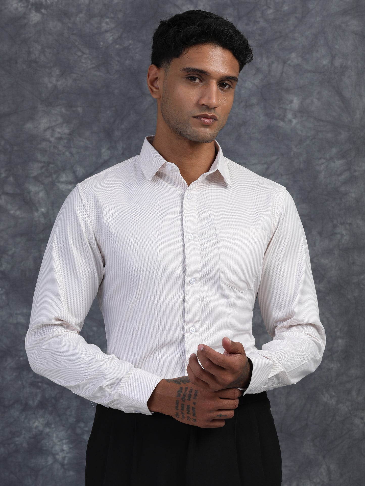 Pearl White Giza Formal shirt