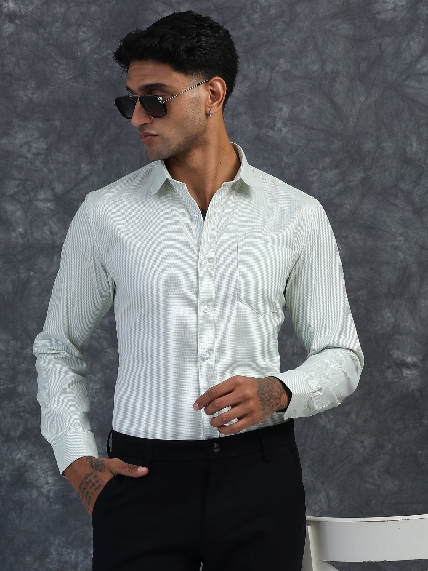 LIGHTEST Green Giza Formal shirts