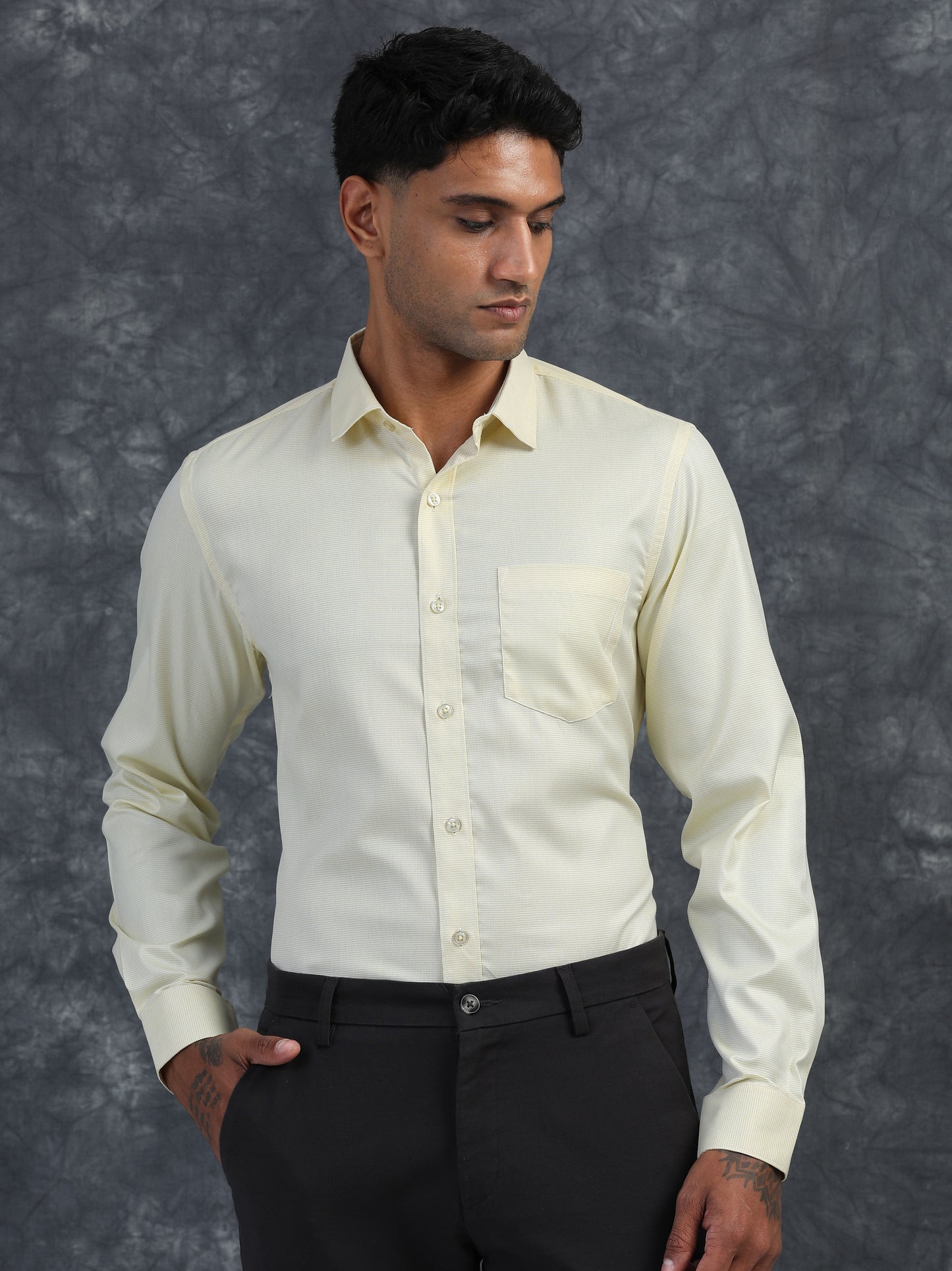 LIGHT YELLOW Giza Formal shirts