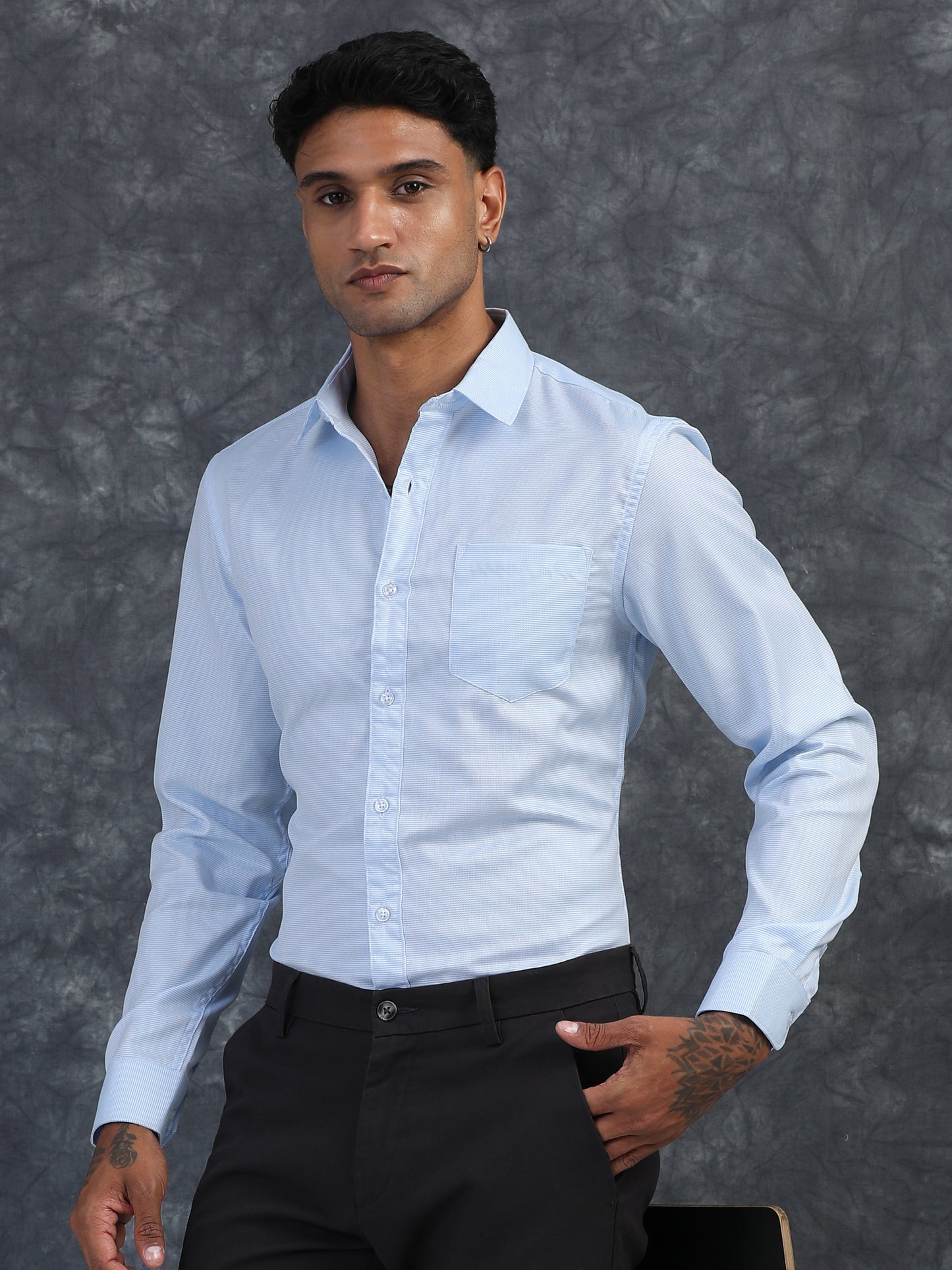 Hex Blue Giza Formal shirts