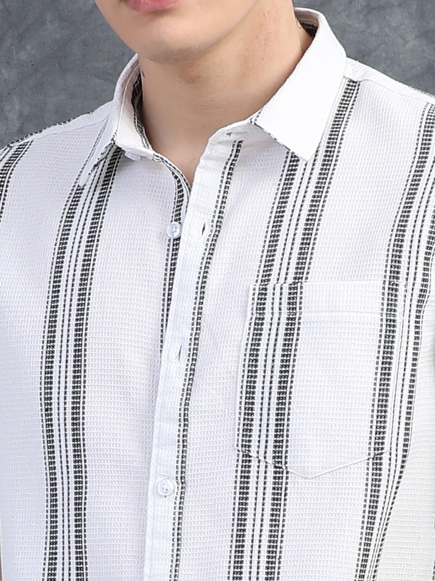 Dark Grey  Stripes Half Sleeve Shirt