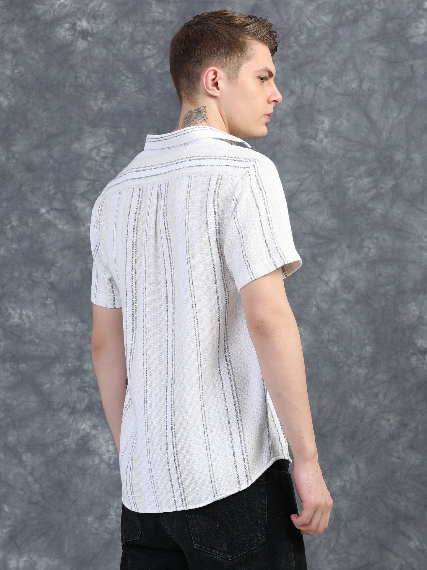Thin Grey Stripes Stripes Half Sleeve Shirt
