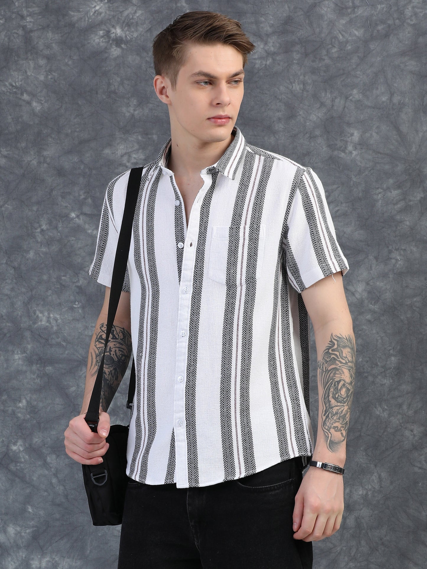Black Stripes Half Sleeves Shirt