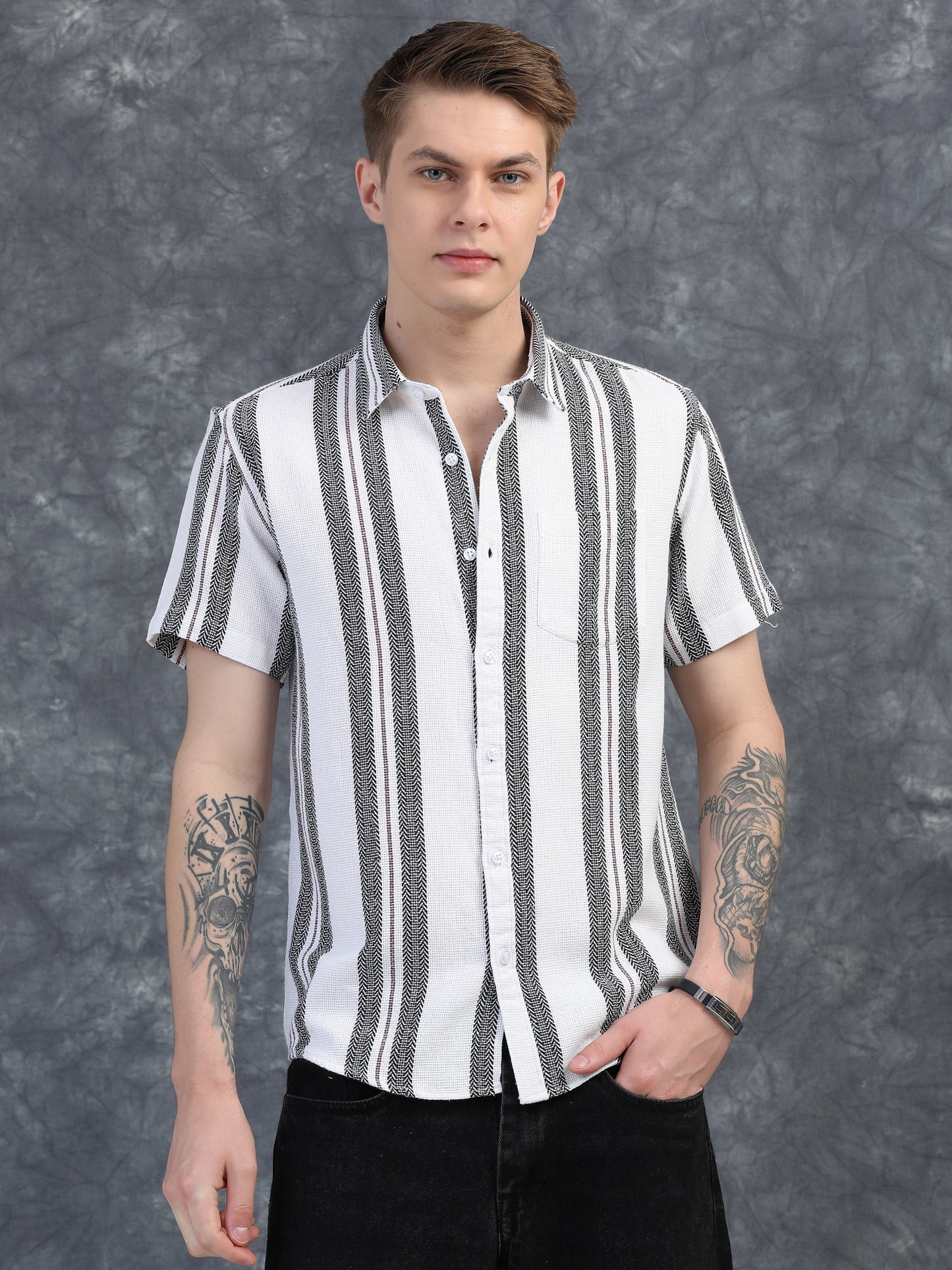 Black Stripes Half Sleeves Shirt