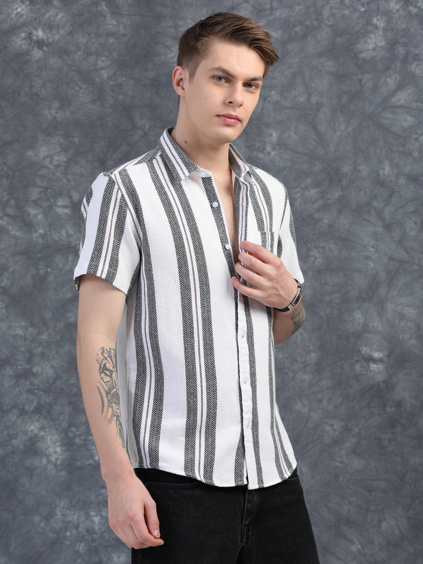 Black Stripes Half Sleeves Shirt
