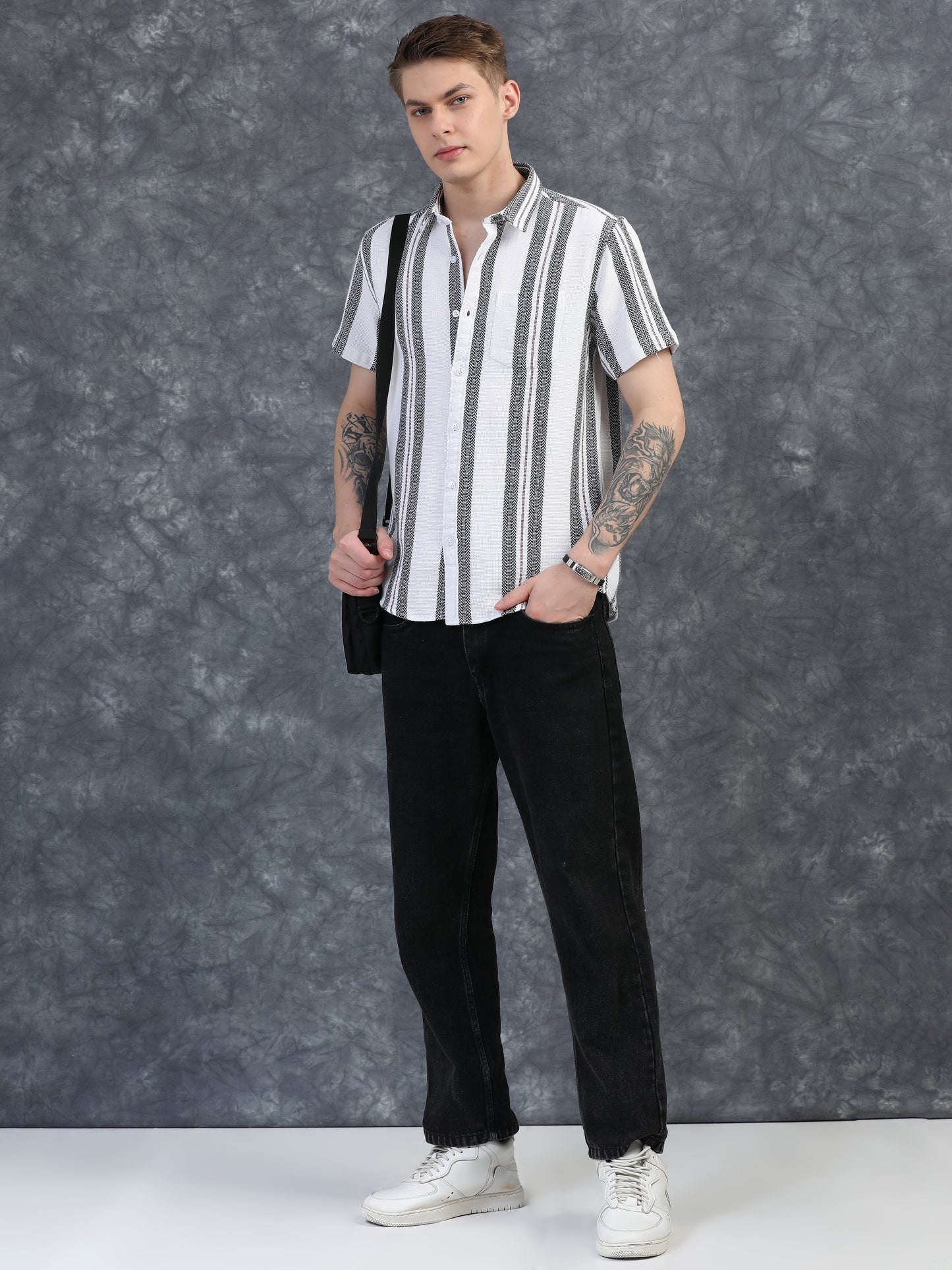 Black Stripes Half Sleeves Shirt