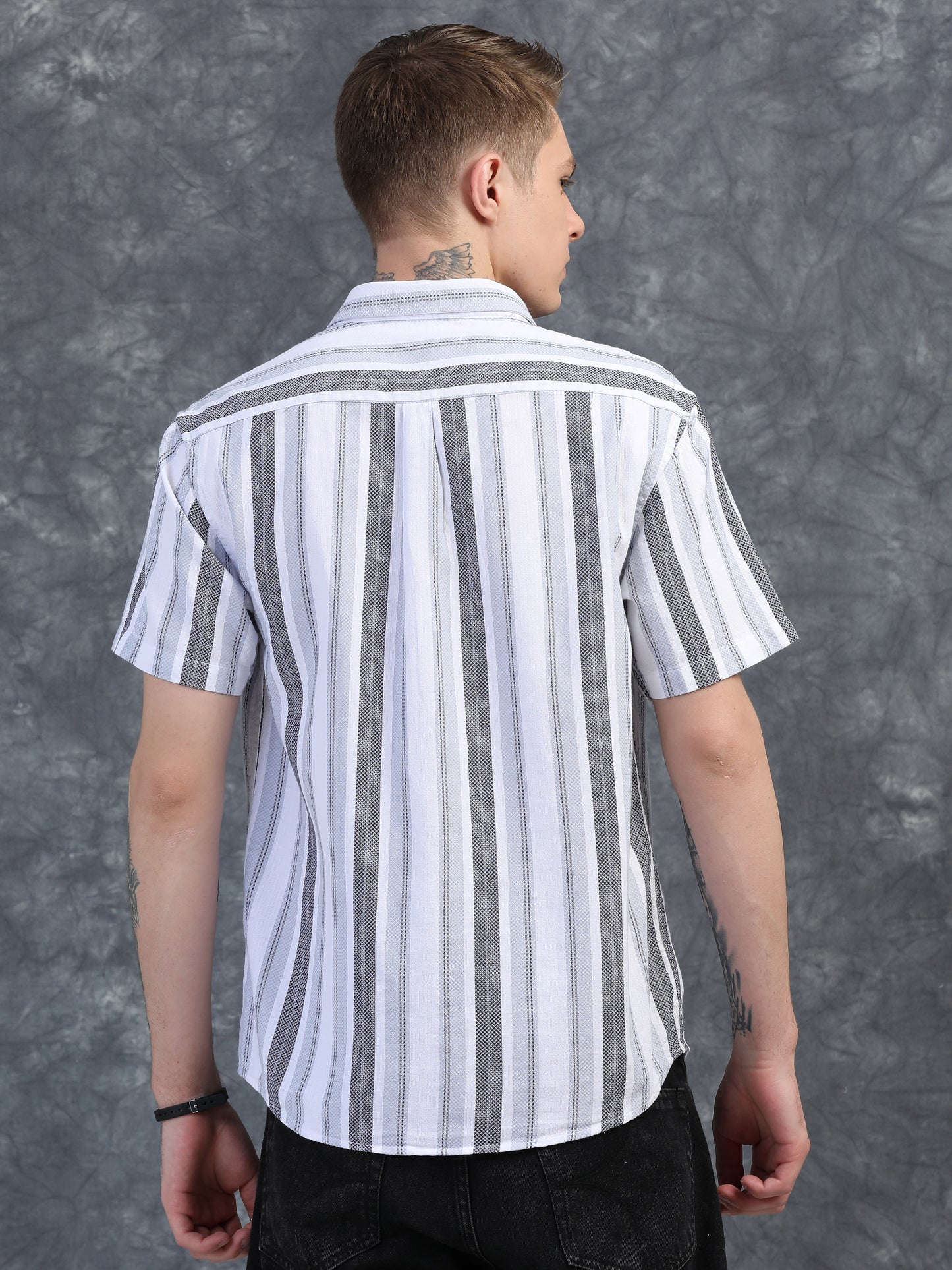 Lava Grey Stripes Half Sleeves Shirt
