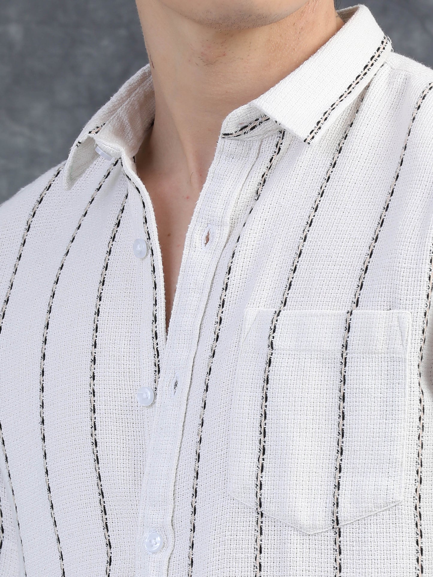 Vertical Black Stripes Half Sleeves Shirt